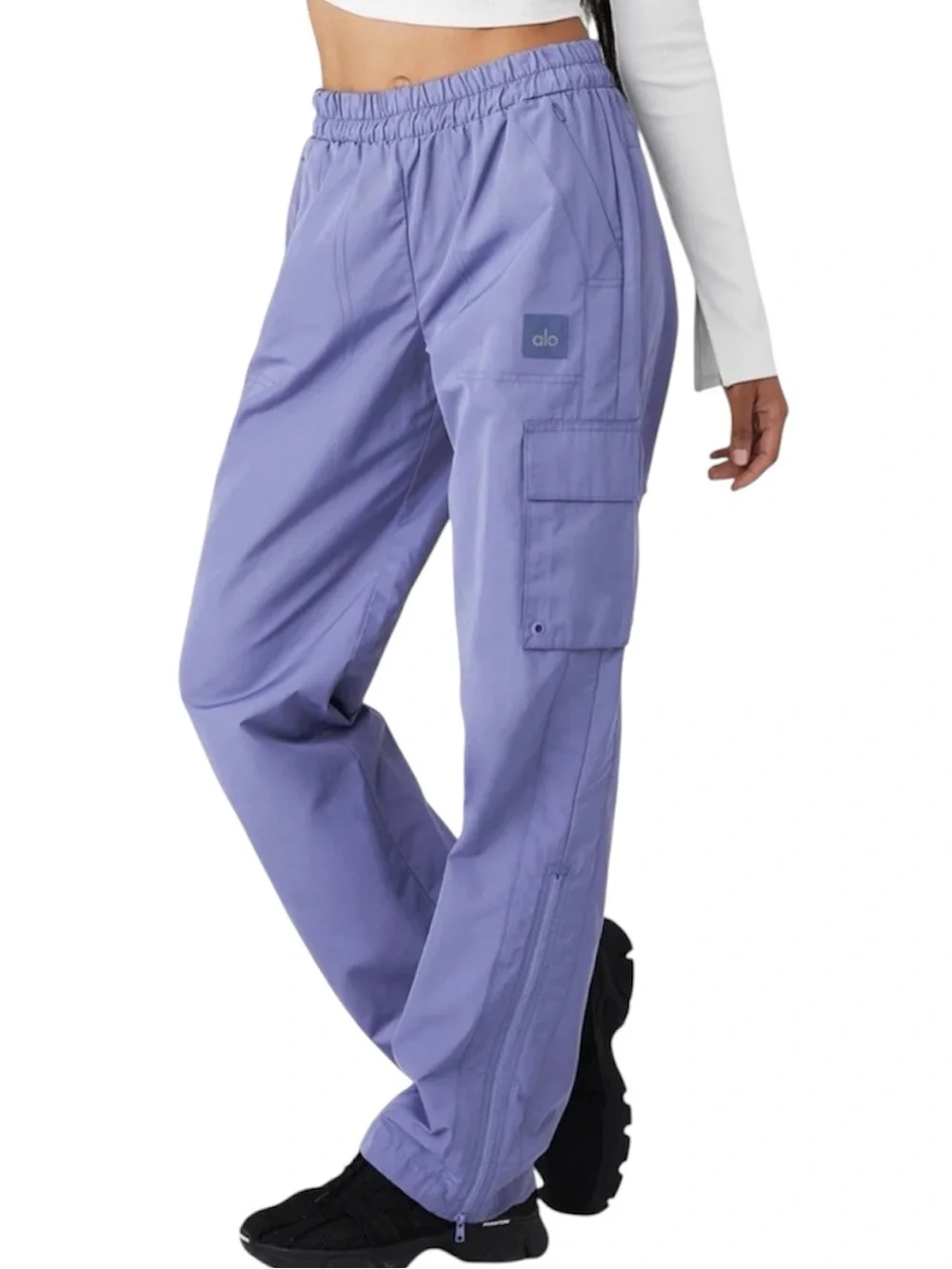 Alo Lavender Gray International Wide Leg City Pants Utility Cargo Parachute XS